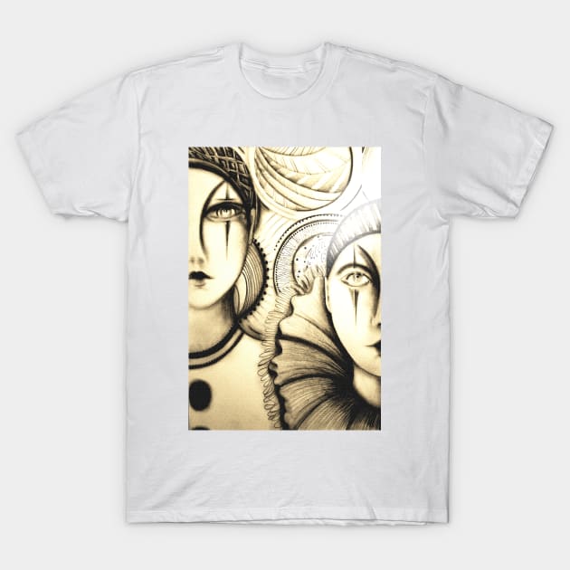 art deco pierrot by Jacqueline Mcculloch for HOUSE of HARLEQUIN T-Shirt by jacquline8689